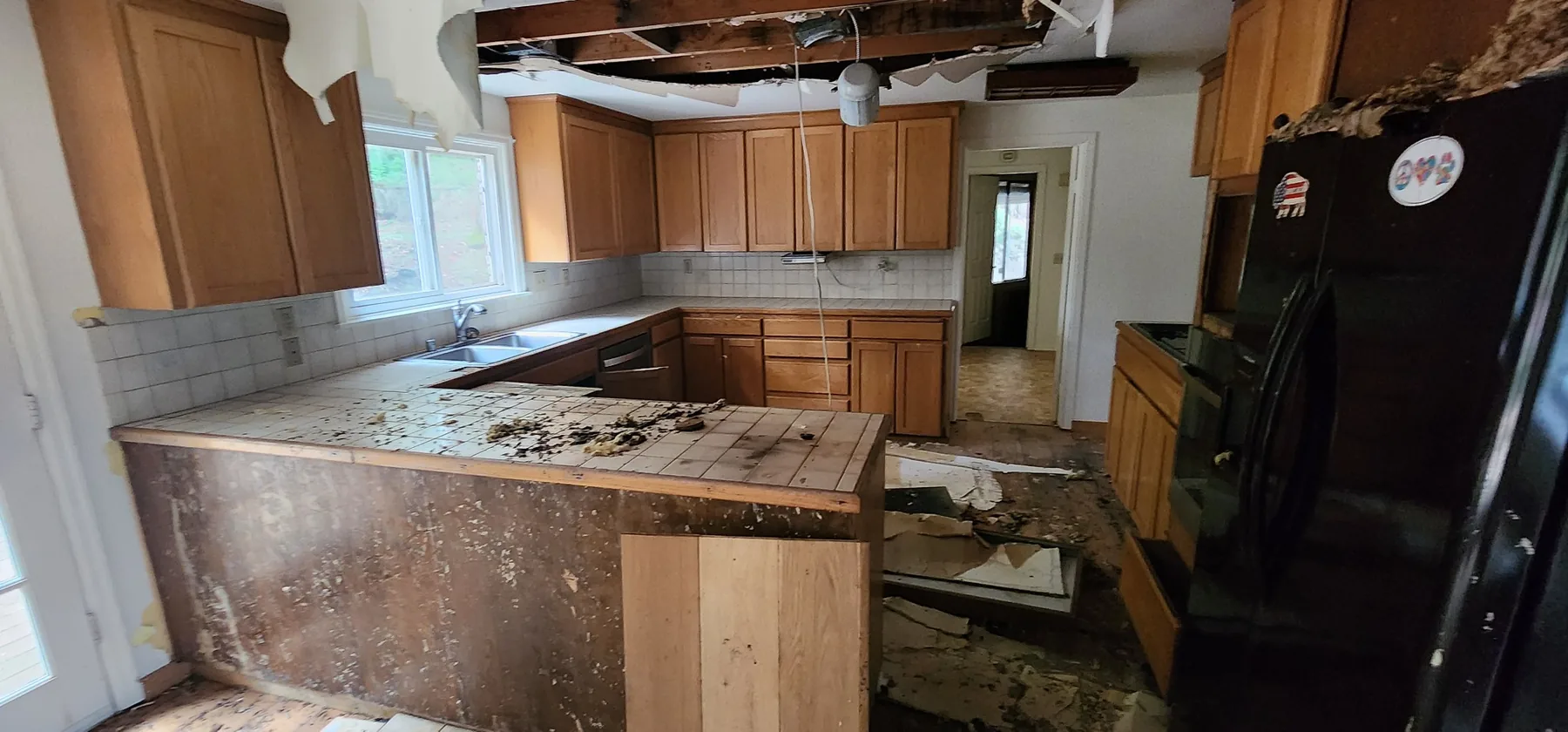Kitchen during damage repair