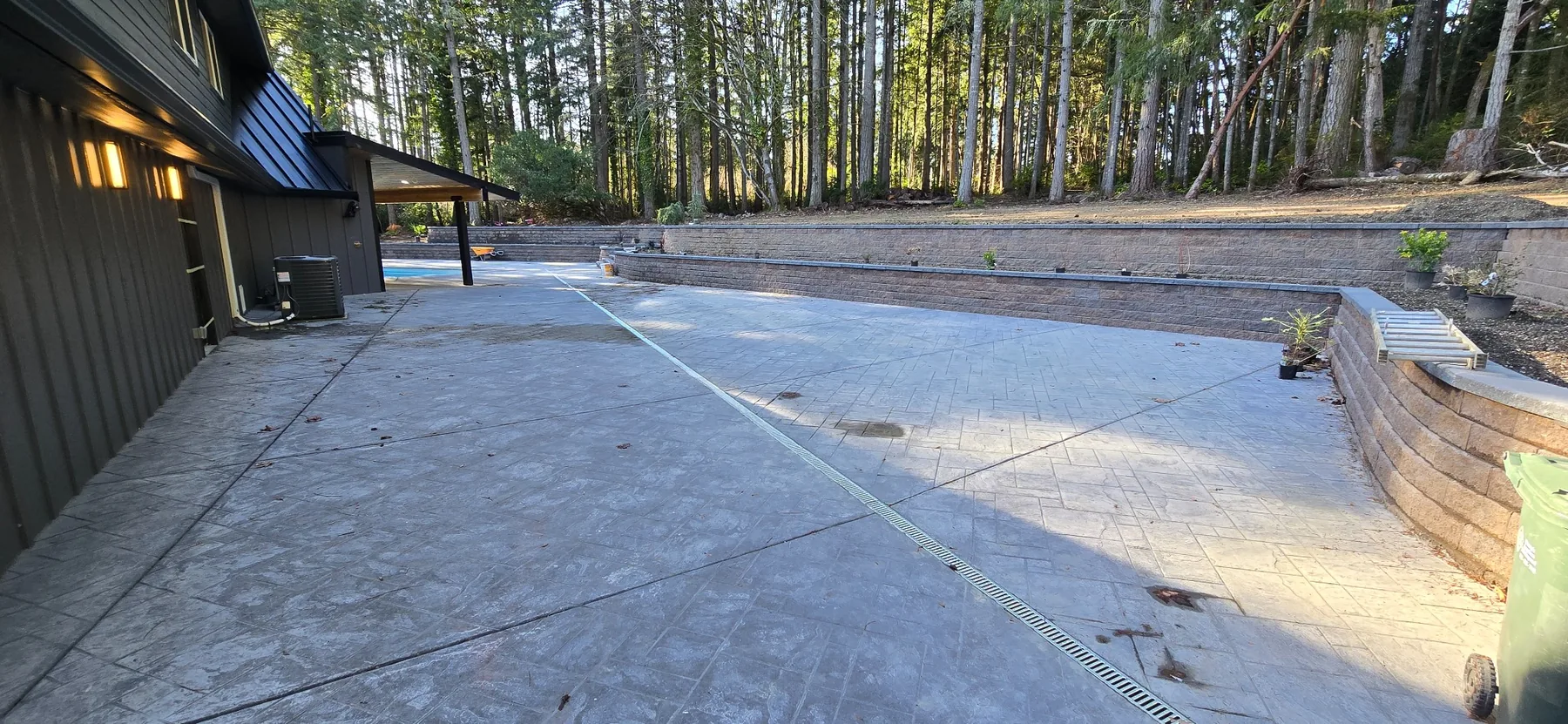 Stamped concrete and retaining wall project
